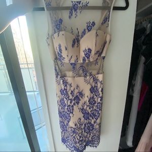 bebe mesh and lace open back dress XXS